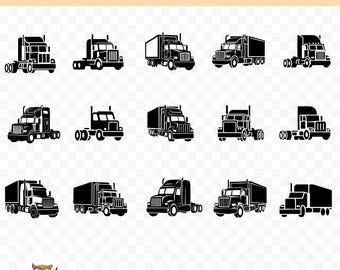 Semi Truck SVG Bundle, Semi Truck Clipart, 15 Semi Truck Cut Files for Cricut, PNG and SVG, Vector Image Cut Files, Printable