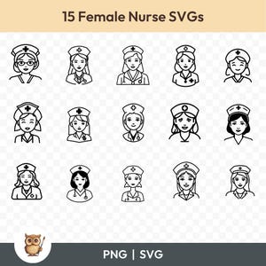 Krankenschwester SVG Bundle, Krankenschwester Clipart, 15 Krankenschwester Schnittdateien für Cricut, PNG und SVG, Vektor Bild Schneidedateien, printable