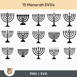 Bundle SVG Menorah, Clipart Menorah, 15 fichiers de coupe Menorah pour Cricut, PNG et SVG, fichiers de coupe Image vectorielle, imprimable