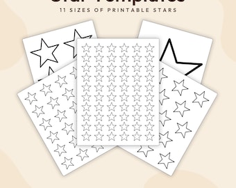 Stars Shape Template Printable PDF: Craft Star Cutouts, Tracing Templates, Art Project Stencils