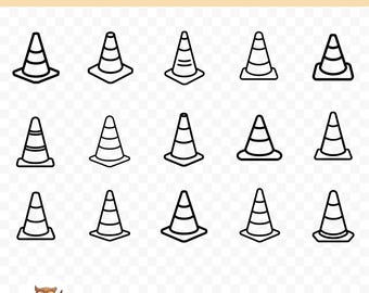 Traffic Cone SVG Bundle, Traffic Cone Clipart, 15 Traffic Cone Cut Files for Cricut, PNG and SVG, Vector Image Cut Files, Printable