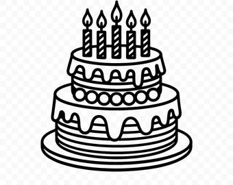 Birthday Cake SVG: Birthday Cake Cut File, Birthday Cake PNG, Birthday Cake Silhouette, Birthday Cake Cricut, Birthday Cake Clipart