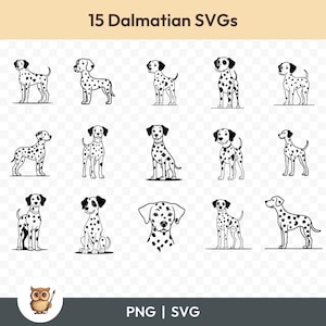 Dalmatiner SVG-Bundle, Dalmatiner Clipart, 15 Dalmatiner-Schnittdateien für Cricut, PNG und SVG, Vektor-Bild-Schnittdateien, druckbare Hund svg