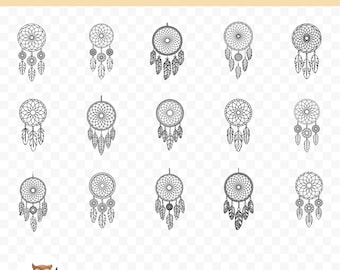 Dromenvanger SVG-bundel, boho-dromenvanger clipart, 15 dromenvanger gesneden bestanden voor Cricut, PNG en SVG, vectorafbeelding gesneden bestanden, afdrukbaar