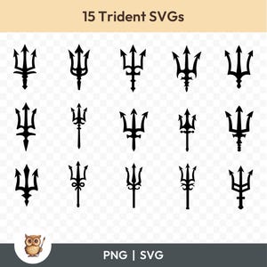 Trident SVG Bundle, Trident Clipart, 15 Trident Cut Files for Cricut, PNG and SVG, Vector Image Cut Files, Printable