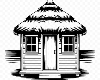 Beach Hut SVG: Cabana SVG, Beach Hut Cut File for Cricut, Cabana Silhouette, Digital Download, Printable Clipart, Coastal Vector Art
