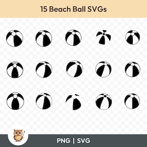 Beach Ball SVG Bundle, Beach Ball Clipart, 15 Beach Ball Cut Files for Cricut, PNG and SVG, Vector Image Cut Files, Printable