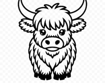 Cute Highland Cow SVG: Cut File for Cricut, Silhouette, Digital Download, Printable Clipart, Cow Vector, Farm Animal Art