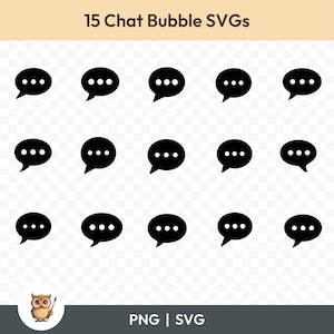 Sprechblase Silhouette SVG-Bundle, Sprechblase Clipart, 15 Sprechblasen-Schnittdateien für Cricut, PNG und SVG, Vektor-Bild-Schnittdateien