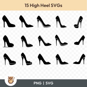 High Heel SVG Bundle, High Heels Clipart, 15 Stilettos Cut Files for Cricut, PNG and SVG, Vector Image Cut Files, Printable