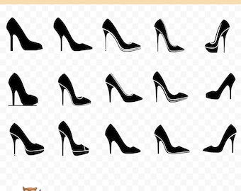 High Heel SVG Bundle, High Heels Clipart, 15 Stilettos Schnittdateien für Cricut, PNG und SVG, Vektor Bild Schnittdateien, printable