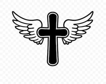 Cross With Wings SVG: Cut File for Cricut, Silhouette, Digital Download, Printable Clipart, Religious Art, Vector Design