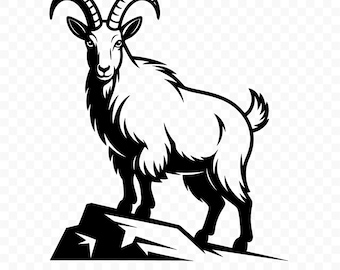 Cabra montés SVG: Archivo de corte de cabra para Cricut, Cabra PNG, Vector de cabra montés, Clipart de cabra, Diseño de vida silvestre