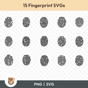 Fingerprint SVG Bundle, Fingerprint Clipart, 15 Fingerprint Cut Files for Cricut, PNG and SVG, Vector Image Cut Files, Printable