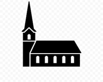 Kirche Silhouette SVG: Schnittdatei für Cricut, Silhouette, digitaler Download, druckbare Clipart, Kirche Vektor, religiöse Kunst