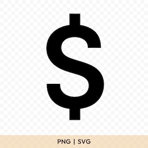 Dollar Sign Silhouette SVG: Cut File for Cricut, Silhouette, Sublimation, Laser Engraving, Printable Clipart, Commercial Use