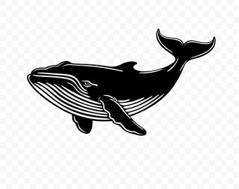 Whale Silhouette SVG: Cut File for Cricut, Silhouette, Digital Download, Printable Clipart, Commercial Use, Ocean Animal Vector, Whale PNG