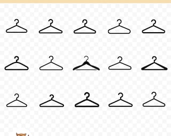 Clothes Hanger SVG Bundle, Hanger Clipart, 15 Clothes Hanger Cut Files for Cricut, PNG and SVG, Vector Image Cut Files, Printable