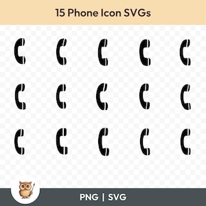 Phone Icon SVG Bundle, Phone Icon Clipart, 15 Phone Cut Files for Cricut, PNG and SVG, Vector Image Cut Files, Printable