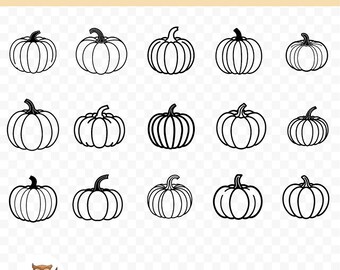 Pumpkin SVG Bundle, Pumpkin Clipart, 15 Pumpkin Cut Files for Cricut, PNG and SVG, Vector Image Cut Files, Printable