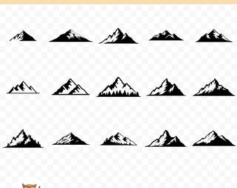 Mountain SVG Bundle, Mountain Clipart, 15 Mountain Cut Files for Cricut, PNG and SVG, Vector Image Cut Files, Printable