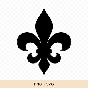 May include: A black fleur-de-lis symbol, a stylized lily, against a transparent background. The image includes the text "PNG | SVG" at the bottom. The fleur-de-lis is a classic heraldic symbol.