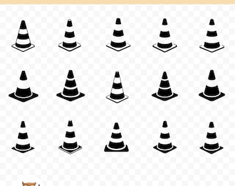 Verkeerskegel silhouet SVG-bundel, verkeerskegel silhouet clipart, 15 verkeerskegel gesneden bestanden voor Cricut, PNG en SVG, knippen vectorafbeeldingsbestanden