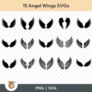 Angel Wings SVG Bundle, Angel Wings Clipart, 15 Angel Wings Cut Files for Cricut, PNG and SVG, Vector Image Cut Files, Printable