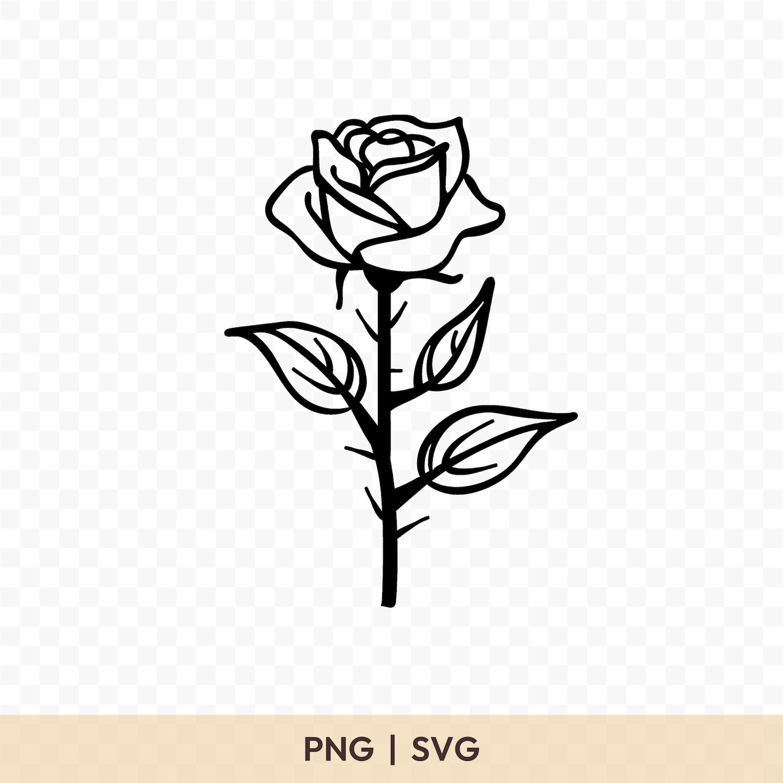 Simple Rose SVG: Rose Cut File, Rose PNG, Rose Silhouette, Rose Cricut ...