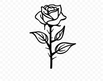 Simple Rose SVG: Rose Cut File, Rose PNG, Rose Silhouette, Rose Cricut, Rose Clipart, Rose Vector,