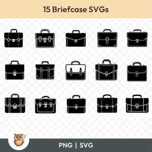 Paquete SVG de maletín, clipart de maletín, 15 archivos de corte de maletín para Cricut, PNG y SVG, archivos de corte de imágenes vectoriales, imprimibles