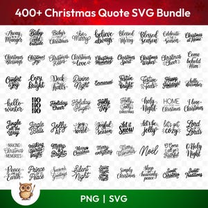Kerstcitaat SVG megabundel, wintercitaat SVG, vet cursief snijbestand, religieuze wintervakantie teken ontwerp voor Cricut