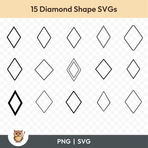 SVG-bundel ruitvorm, ruitvorm clipart, 15 ruitvorm gesneden bestanden voor Cricut, PNG en SVG, vectorafbeelding gesneden bestanden, afdrukbaar