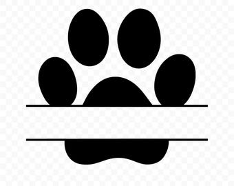 Dog Paw Split Monogram SVG: Dog Paw Cut File for Cricut, Dog Paw Monogram PNG, Digital Download, Printable Clipart, Pet Lover Art