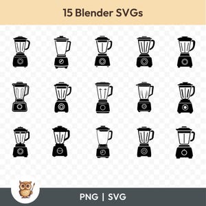 Blender SVG Bundle, Blender Silhouette Clipart, 15 Food Blender Cut Files for Cricut, PNG and SVG, Vector Image Cut Files, Printable