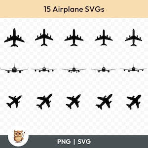 Flugzeug SVG Bundle, Flugzeug Clipart, 15 Flugzeug Schnittdateien für Cricut, PNG und SVG, Vektor Bild Schneidedateien, Printable