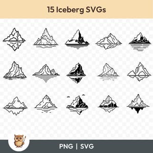 Iceberg SVG Bundle, Iceberg Clipart, 15 Iceberg Cut Files for Cricut, PNG and SVG, Vector Image Cut Files, Printable
