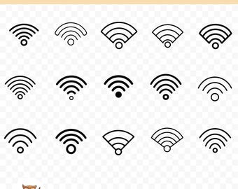 Wifi-symbool SVG-bundel, wifi-symbool clipart, 15 wifi-gesneden bestanden voor Cricut, PNG en SVG, gesneden vectorafbeeldingsbestanden, afdrukbaar