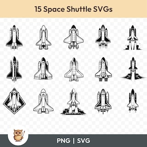 Pacchetto SVG Space Shuttle, Clipart Space Shuttle, 15 file di taglio Space Shuttle per Cricut, PNG e SVG, file di taglio immagini vettoriali, stampabili