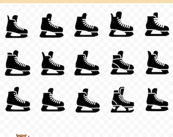 Hockey Skate Silhouette SVG Bundle, Hockey Skate Clipart, 15 Hockey Skate Cut Files for Cricut, PNG and SVG, Vector Image Cut Files