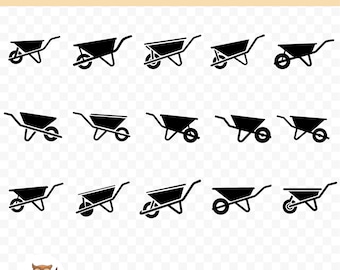Schubkarre SVG Bundle, Schubkarre Clipart, 15 Schubkarre Schnittdateien für Cricut, PNG und SVG, Vektor Bild Schnittdateien, printable