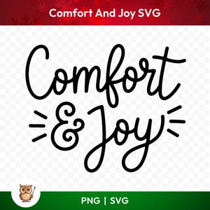 Komfort und Freude SVG, Weihnachtszitat SVG, Schneiddatei in fetter Schreibschrift, religiöses Winterurlaub Zeichen Design für Cricut