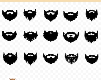 Beard SVG Bundle, Beard Clipart, 15 Beard Cut Files for Cricut, PNG and SVG, Vector Image Cut Files, Printable