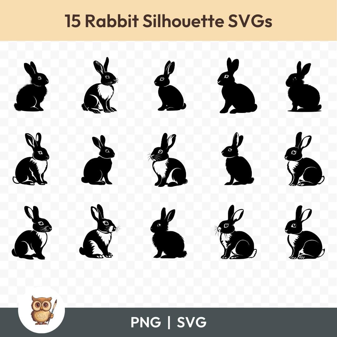 Rabbit SVG Bundle, Rabbit Clipart, 15 Rabbit Silhoutte Cut Files for ...