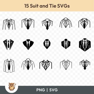 Suit and Tie SVG Bundle, Suit and Tie Clipart, 15 Suit and Tie Cut Files for Cricut, PNG and SVG, Vector Image Cut Files, Printable
