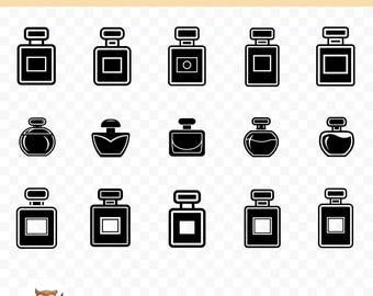 Perfume Bottle SVG Bundle, Perfume Clipart, 15 Perfume Silhouette Cut Files for Cricut, PNG and SVG, Vector Image Cut Files, Printable