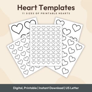 Hearts Shape Template Printable PDF: Craft Heart Cutouts, Tracing Templates, Art Project Stencils