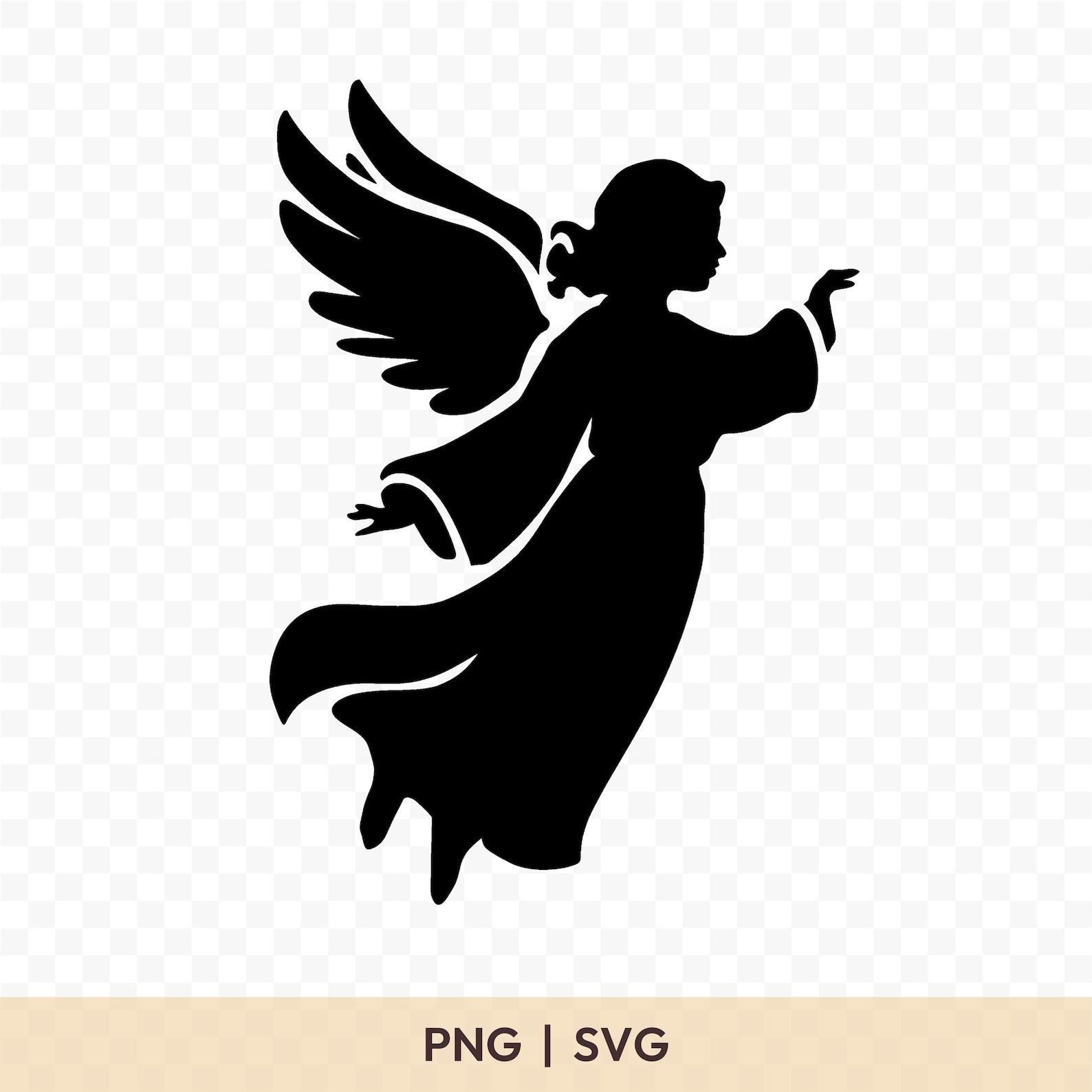 Angel Silhouette SVG: Angel Cut File, Angel PNG, Angel Silhouette ...