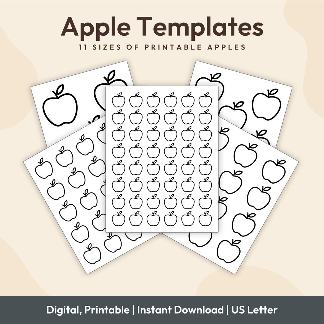 Apple Shape Template Printable PDF Apple Cutouts, Tracing Templates