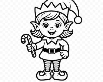 Girl Elf SVG: Elf Cut File for Cricut, Elf PNG, Christmas Elf SVG, Printable Clipart, Fantasy Character Art
